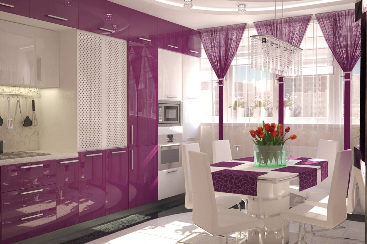 Дизайн Фиолетово Белой Кухни