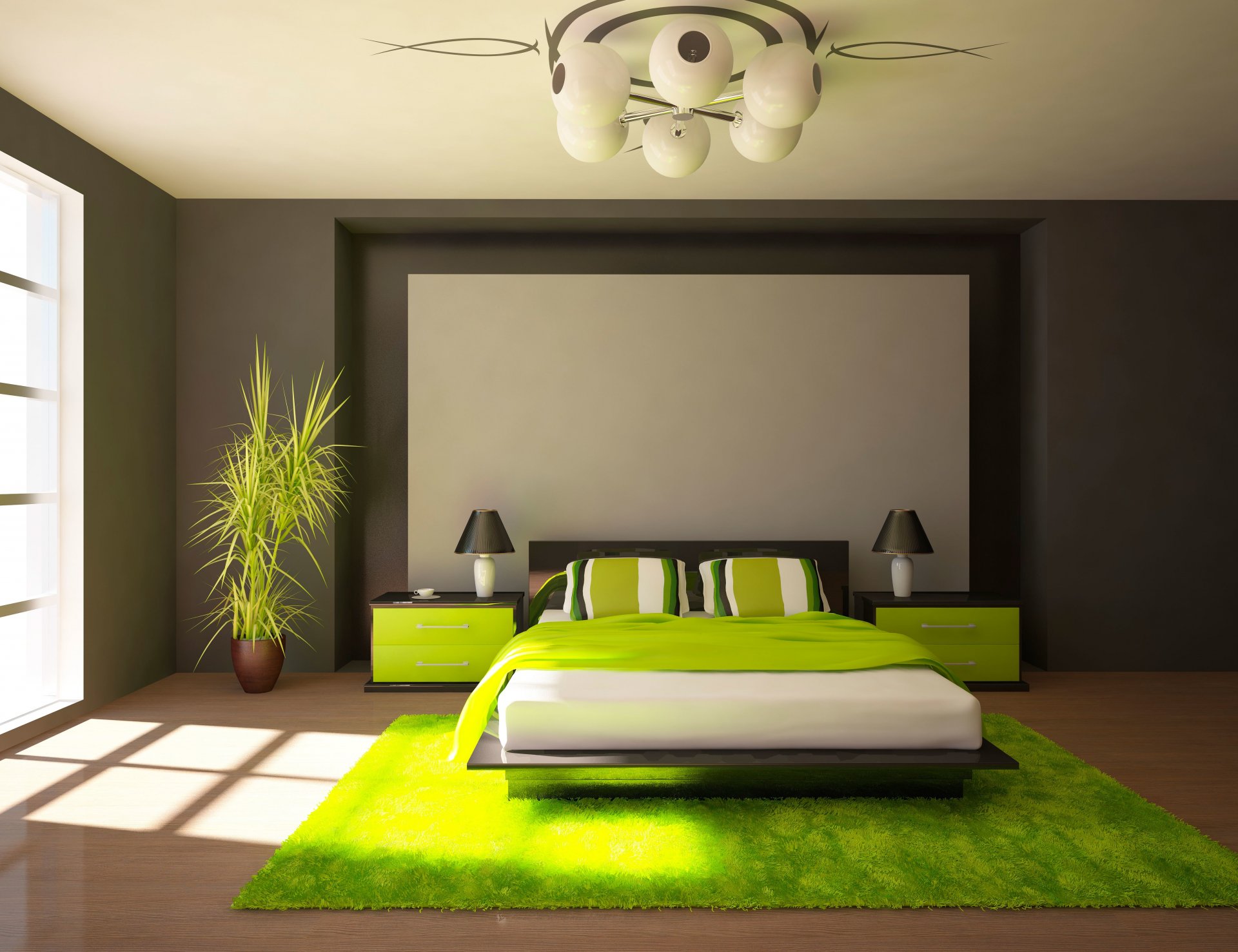 Спальня В Зеленых Тонах