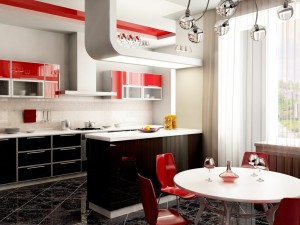 Красный оттенок на кухне