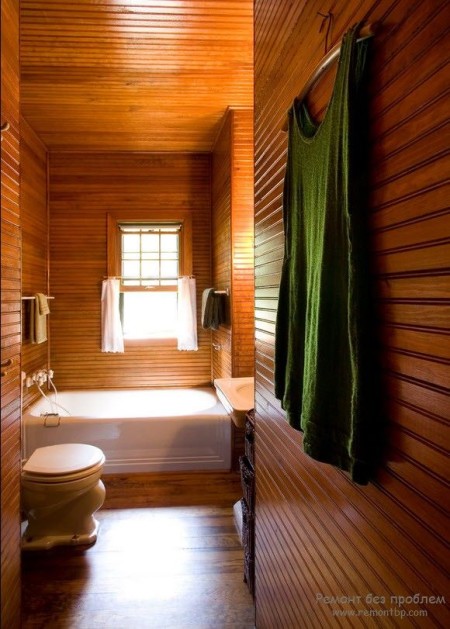 Интерьер деревянной ванной комнаты