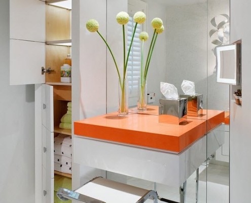 Дизайн ванной комнаты в оранжевом цвете