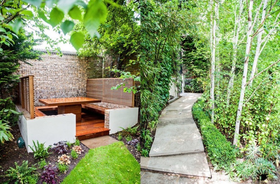 Ландшафтный дизайн двора в частном доме своими руками фото для начинающих с названием растений