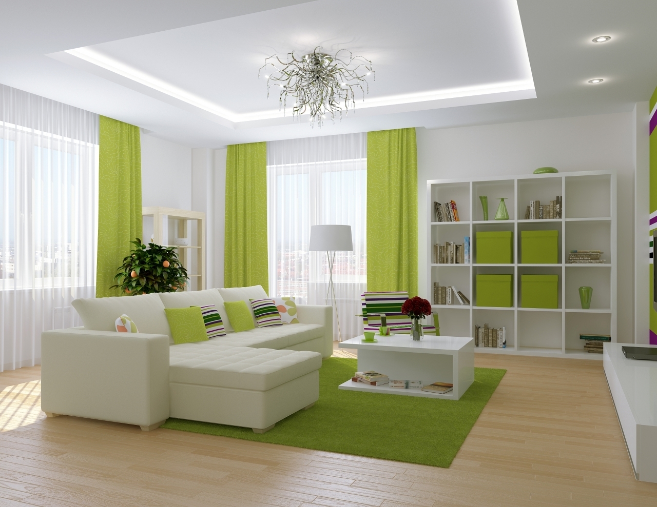 отделка комнаты в зеленом стиле