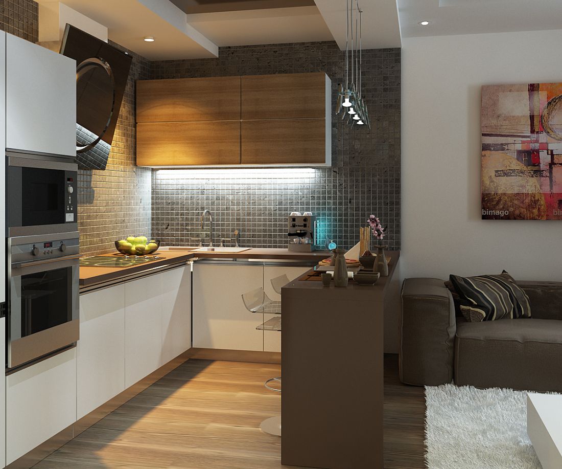 Кухня гостиная дизайн интерьер в квартире 20 кв прямоугольной формы
