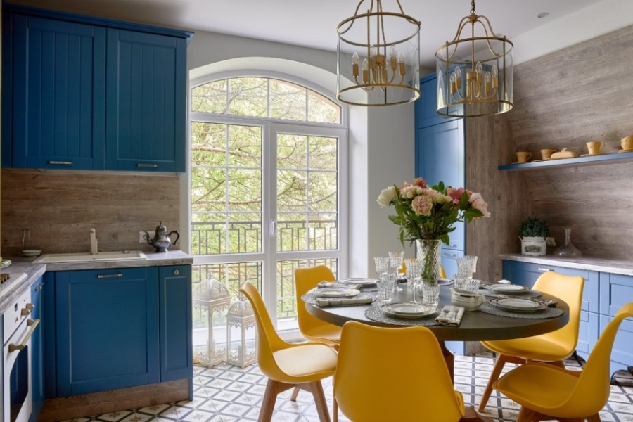 Кухни в голубых тонах в стиле прованс