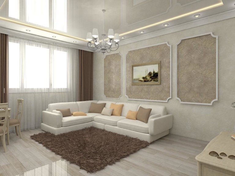 Дизайн гостиной в классическом стиле в квартире 25 кв м