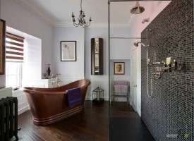 Дизайн ванны в классическом стиле в светлых тонах